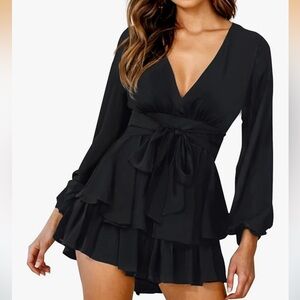 Elegant Black Long Sleeve romper